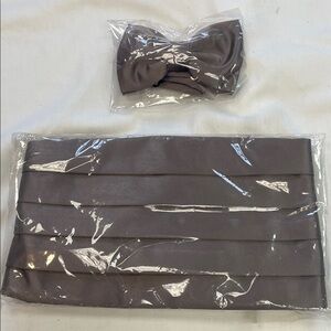 Elegant Gray Cummerbund  and Bow Set